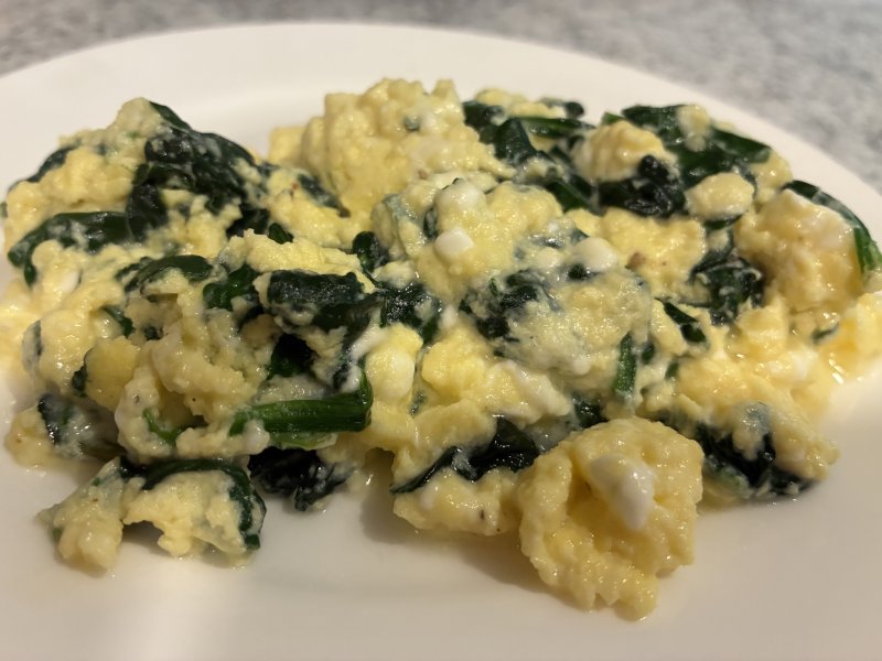 Scrambled eggs get a protein and nutrition boost with the addition of cottage cheese and baby spinach. SUBMITTED PHOTO